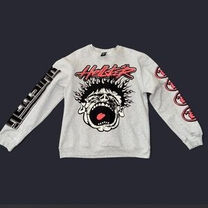 Hellstar Grey Graphic Crewneck Sweatshirt for Men